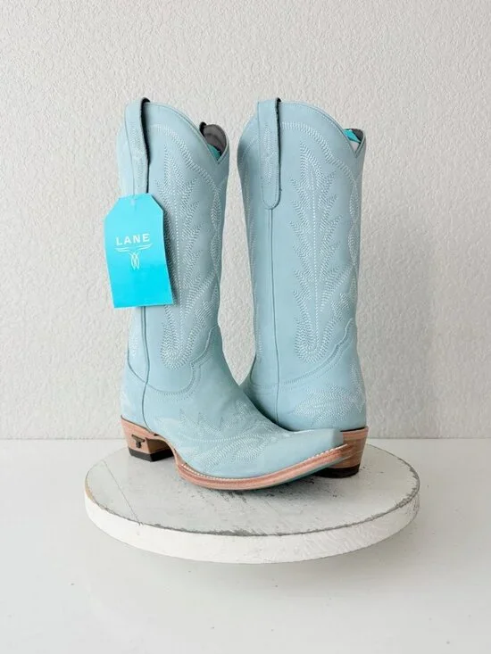 Lane LEXINGTON Cowboy Boots Powder Blue Western Cowgirl Mid Calf Tall Size 8 - Picture 11 of 11